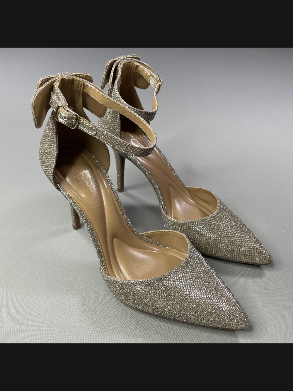 NEW Jessica Simpson Shoes Womens 9 shimmery tan heels point toe pumps cocktail